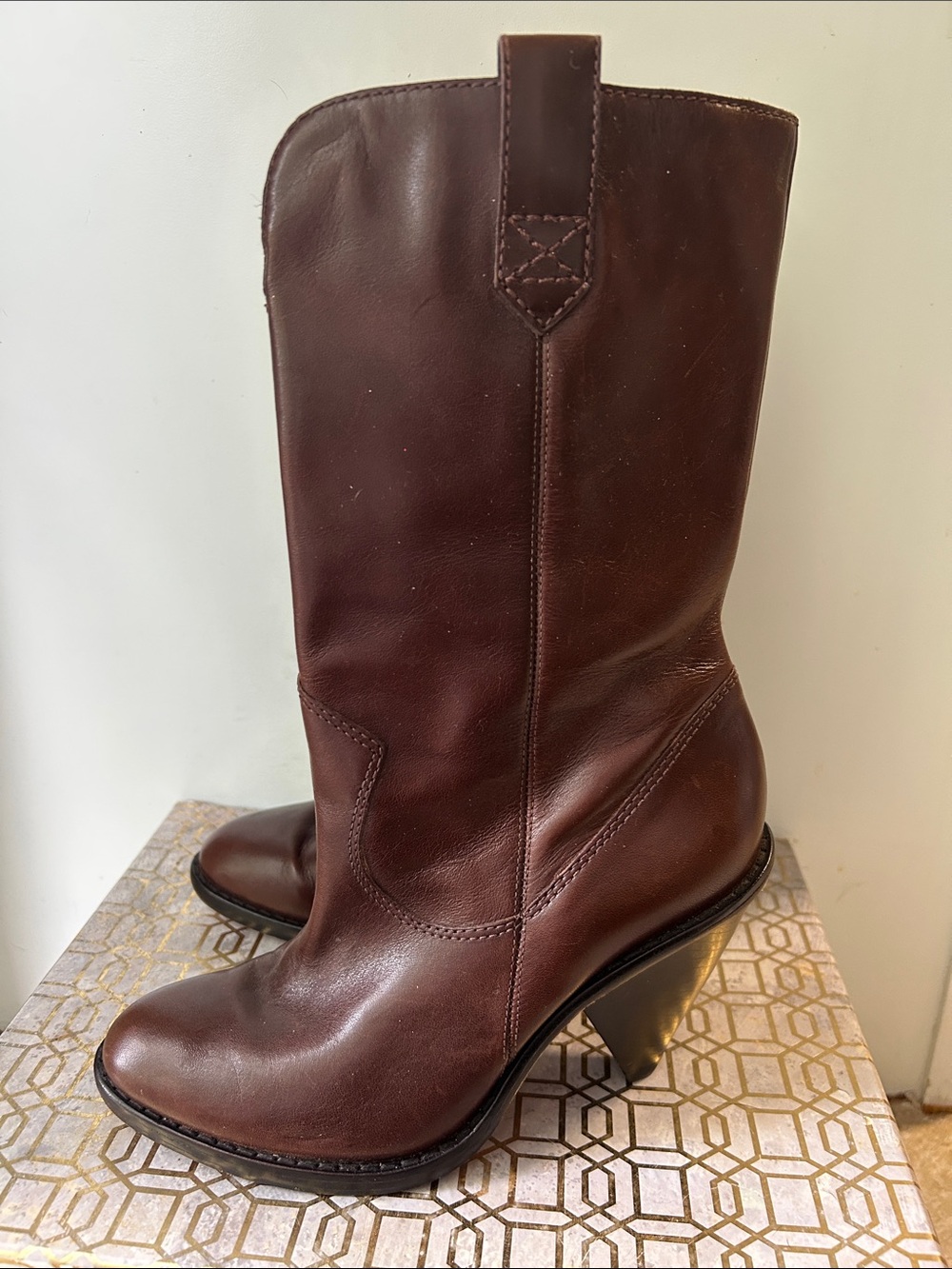 Michael Michael Kors Leather Pull On Heeled Booties Women's size 7
